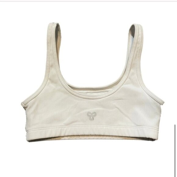 TNA Ribbed Sports Bra XS Cream Stretch Lounge Bralette Yoga Top - Picture 5 of 8